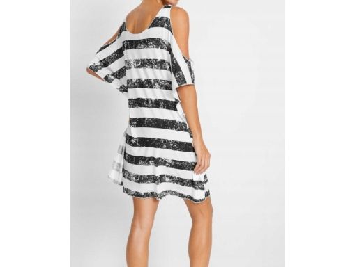 B.P.C sukienka tunika plażowa odkryte ramiona w paski ^44/46