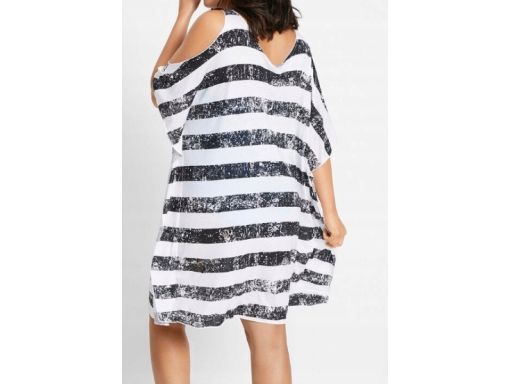B.P.C sukienka tunika plażowa odkryte ramiona w paski ^44/46