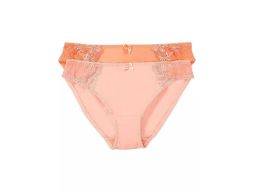 B.P.C. 2-pak majtki figi z koronką pomarańczowe i łososiowe 40/42.