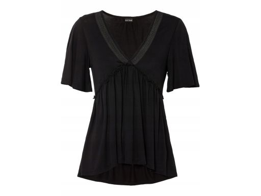 B.P.C bluzka czarna z baskinką z wiskozy 32/34.