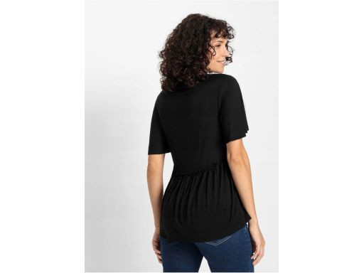 B.P.C bluzka czarna z baskinką z wiskozy 32/34.