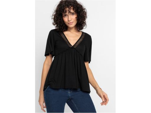 B.P.C bluzka czarna z baskinką z wiskozy 32/34.