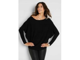 B.P.C sweter z ozdobną aplikacją z pereł czarny ^36/38