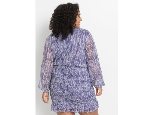 AG1891 sukienka wzory marszczona fiolet r.40/42