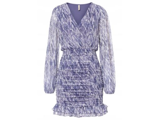 AG1891 sukienka wzory marszczona fiolet r.40/42