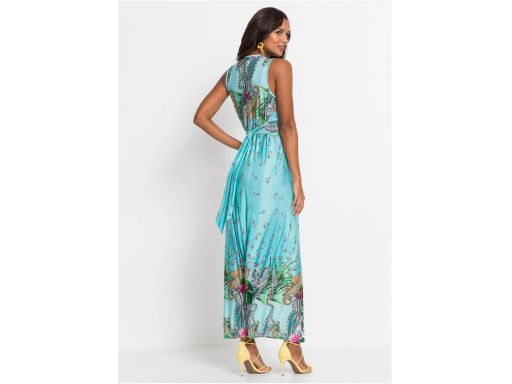 B.P.C długa sukienka kolorowa we wzory z ozdobnym splotem 44/46.