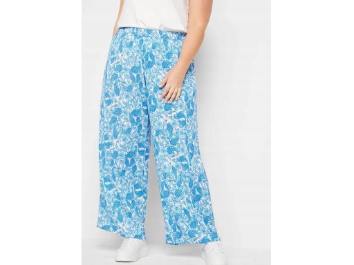 B.P.C spodnie palazzo z lekkiej krepy białe w niebieskie wzory r.48