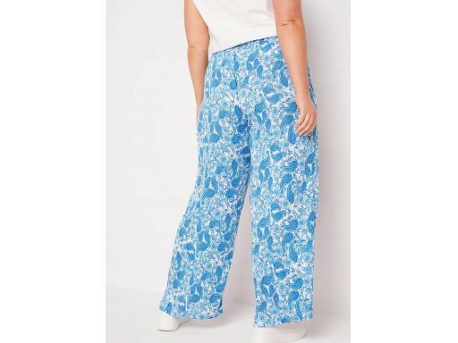 B.P.C spodnie palazzo z lekkiej krepy białe w niebieskie wzory r.48