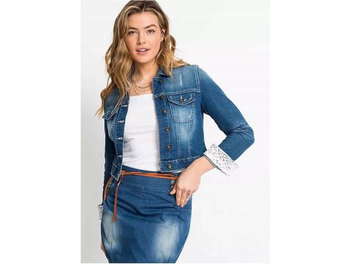 B.P.C kurtka jeansowa z koronką na mankietach ^32