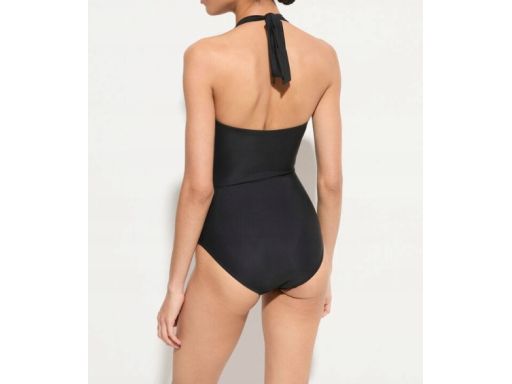 B.P.C czarny kostium kąpielowy z wiązaniem na szyi 46.
