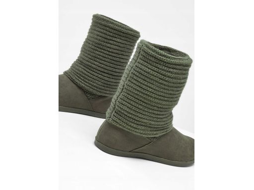 B.P.C kozaki z z eko zamszu ze skarpetową cholewką khaki 36.