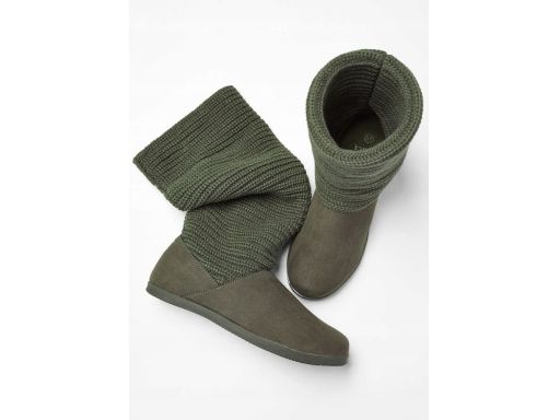 B.P.C kozaki z z eko zamszu ze skarpetową cholewką khaki 36.