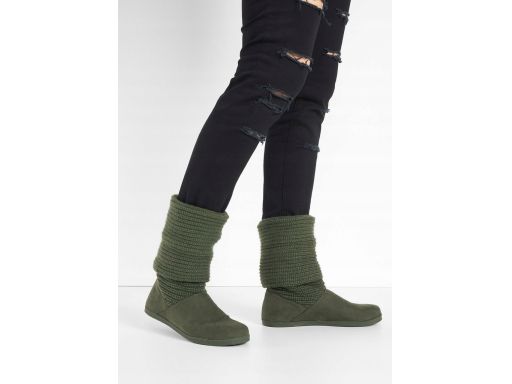 B.P.C kozaki z z eko zamszu ze skarpetową cholewką khaki 36.