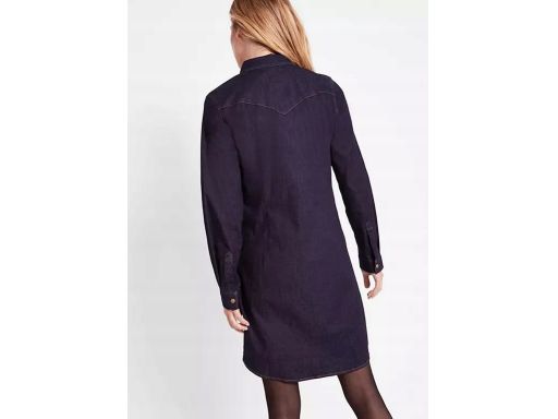 B.P.C jeansowa ciemna sukienka z kołnierzykiem prosta 36.