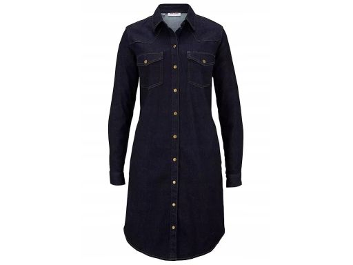 B.P.C jeansowa ciemna sukienka z kołnierzykiem prosta 36.