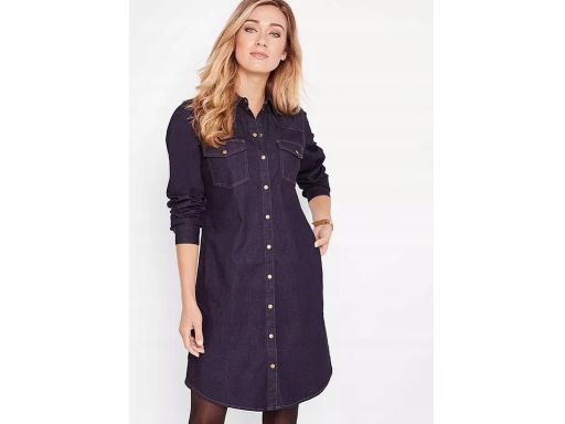 B.P.C jeansowa ciemna sukienka z kołnierzykiem prosta 36.