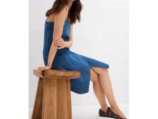 B.P.C sukienka jeansowa na ramiączka z założeniem kopertowym r.50