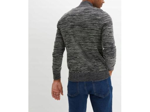 B.P.C sweter męski z półgolfem na guziki szary melanż r.60/62, XXL
