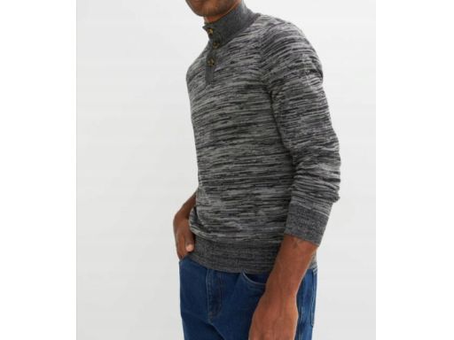 B.P.C sweter męski z półgolfem na guziki szary melanż r.60/62, XXL