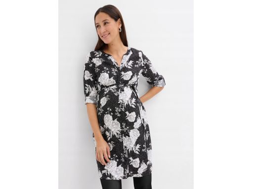 B.P.C sukienka ciążowa i do karmienia czarno-biała we wzory 50.