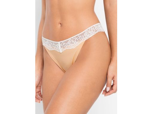 B.P.C 3-pak stringi gładkie z koronką 44/46