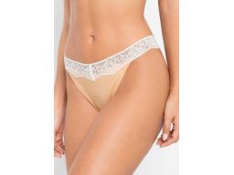 B.P.C 3-pak stringi gładkie z koronką 44/46