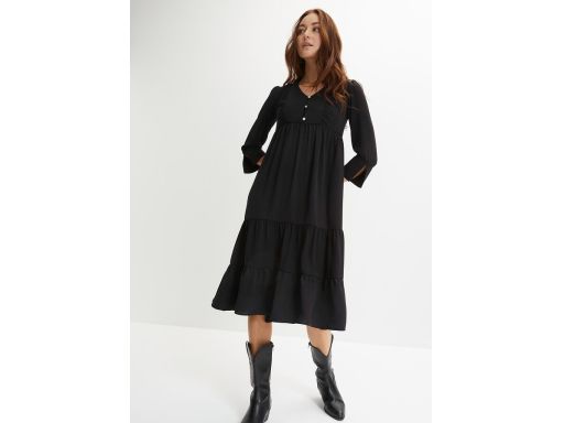B.P.C szeroka sukienka z falban czarna 42.
