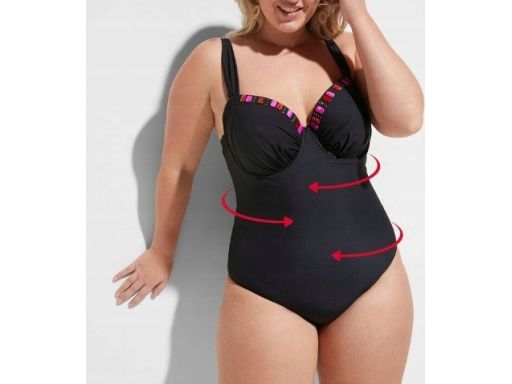 B.P.C czarny kostium silnie modelujący z ozdobnymi kamieniami r.50 (10