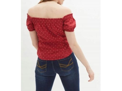 B.P.C czerwona bluzka carmen z nadrukiem 38.