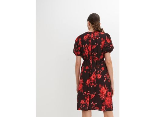 B.P.C czarna sukienka w czerwone kwiaty r.36