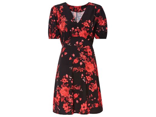 B.P.C czarna sukienka w czerwone kwiaty r.36