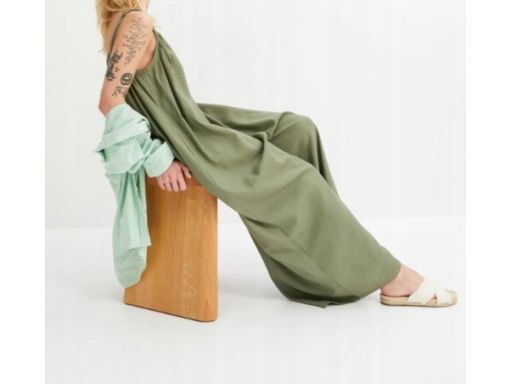 B.P.C kombinezon lniany oliwkowy luźny 38.