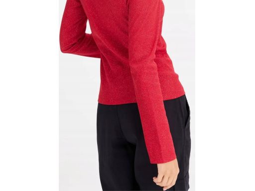 B.P.C bluzka prążkowana czerwona z połyskiem brokatem 44/46.