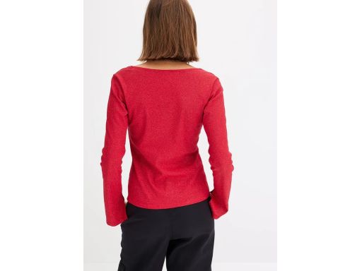 B.P.C bluzka prążkowana czerwona z połyskiem brokatem 44/46.