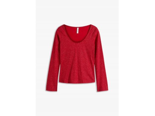 B.P.C bluzka prążkowana czerwona z połyskiem brokatem 44/46.