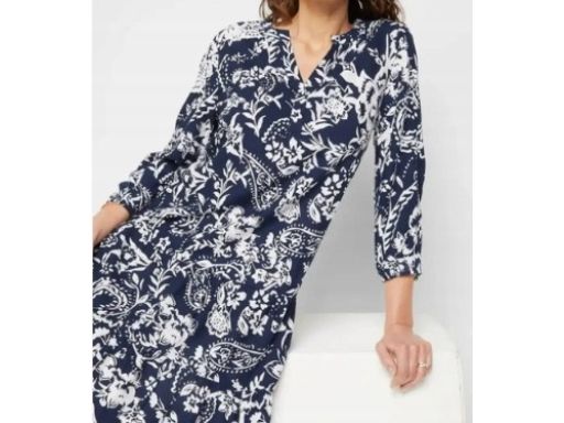 B.P.C sukienka granatowa w białe wzory z wiskozy 52.