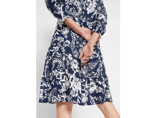 B.P.C sukienka granatowa w białe wzory z wiskozy 52.