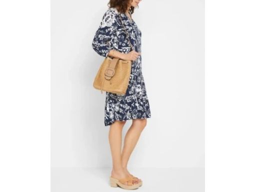 B.P.C sukienka granatowa w białe wzory z wiskozy 52.