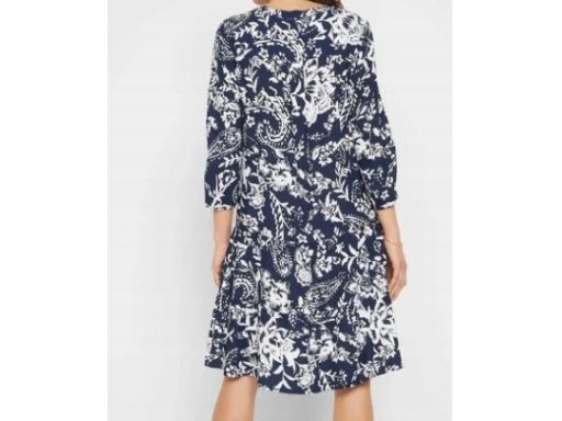 B.P.C sukienka granatowa w białe wzory z wiskozy 52.