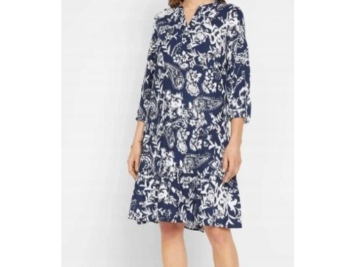 B.P.C sukienka granatowa w białe wzory z wiskozy 52.