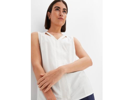 B.P.C top śmietankowy z wiskozy z rozcięciami 46.