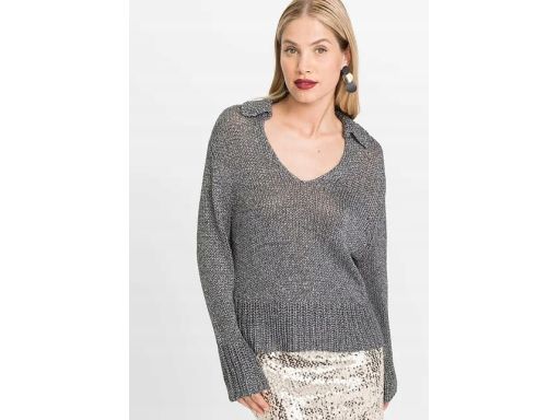 B.P.C sweter ze srebrną nitką i kołnierzykiem r.44/46