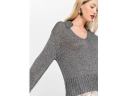 B.P.C sweter ze srebrną nitką i kołnierzykiem r.44/46
