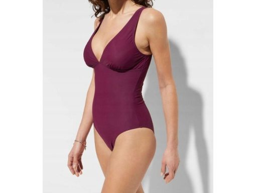 B.P.C kostium jednoczęściowy jagodowy z marszczeniami 40.