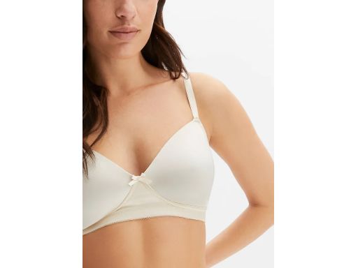 B.P.C biustonosz miękki bez fiszbin beżowy połyskujący materiał r.70B