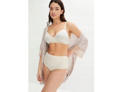 B.P.C biustonosz miękki bez fiszbin beżowy połyskujący materiał r.70B