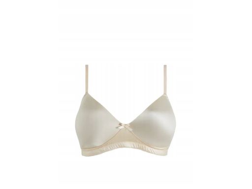 B.P.C biustonosz miękki bez fiszbin beżowy połyskujący materiał r.70B