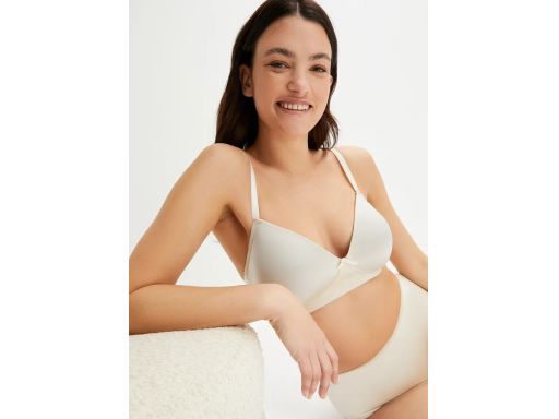 B.P.C biustonosz miękki bez fiszbin beżowy połyskujący materiał r.70B