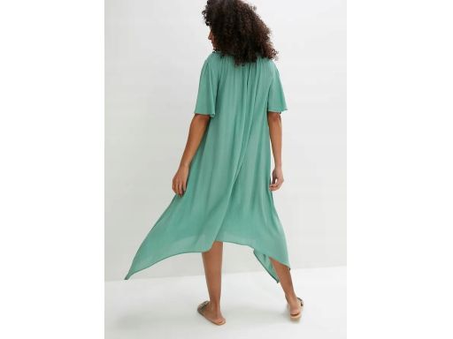 B.P.C szałwiowa sukienka asymetryczna midi z krepy r.50