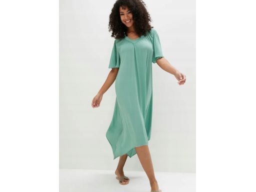 B.P.C szałwiowa sukienka asymetryczna midi z krepy r.50